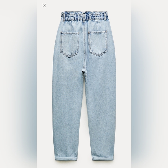 Womens Zara denim paperbag baggy fit jeans - Picture 2 of 14